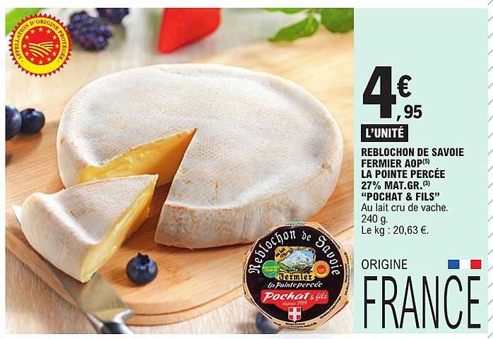 REBLOCHON DE SAVOIE FERMIER AOP LA POINTE PERCEE 27% MAT.GR. “POCHAT & FILS”