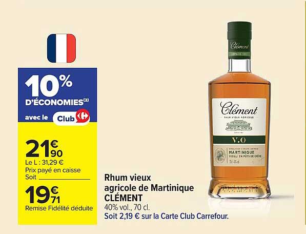 Rhum vieux agricole de Martinique CLÉMENT