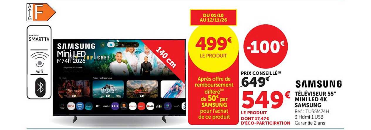 SAMSUNG TÉLÉVISEUR 55" MINI LED 4K SAMSUNG