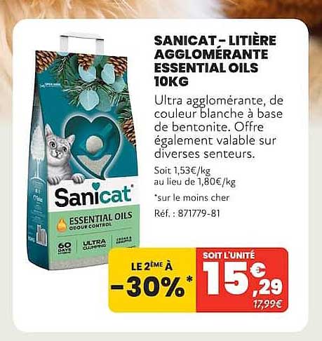 SANICAT - LITIÈRE AGGLOMÉRANTE ESSENTIAL OILS 10KG