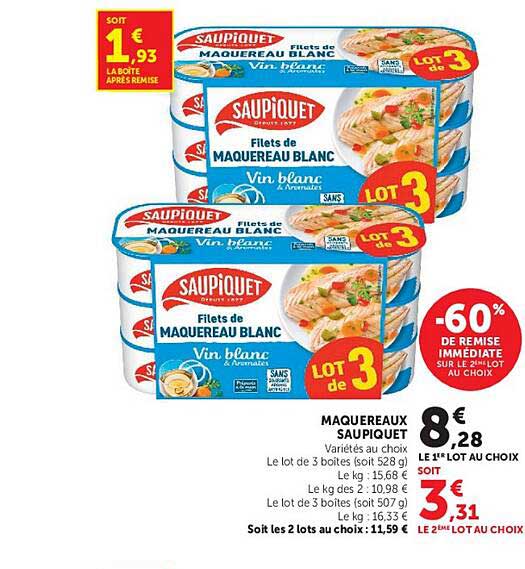 SAUPIQUET Filets de MAQUEREAU BLANC Vin blanc d’Annabelle LOT de 3