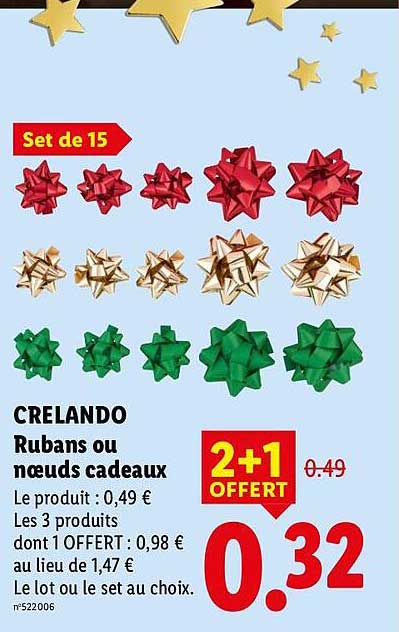 Set de 15 CRELANDO Rubans ou nœuds cadeaux