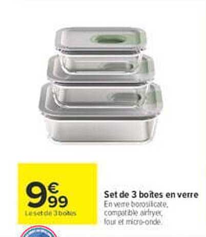 Set de 3 boîtes en verre