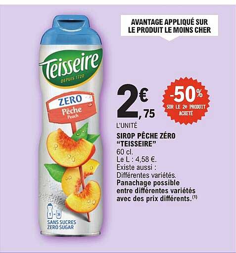 SIROP PÊCHE ZÉRO "TEISSEIRE"