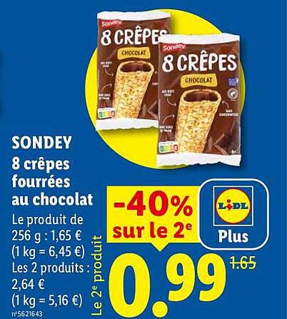 SONDEY 8 crêpes fourrées au chocolat