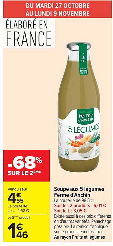 Soupe aux 5 légumes Ferme d'Anchin
