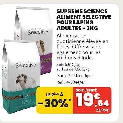 SUPRÊME SCIENCE ALIMENT SELECTIVE POUR LAPINS ADULTES – 3KG