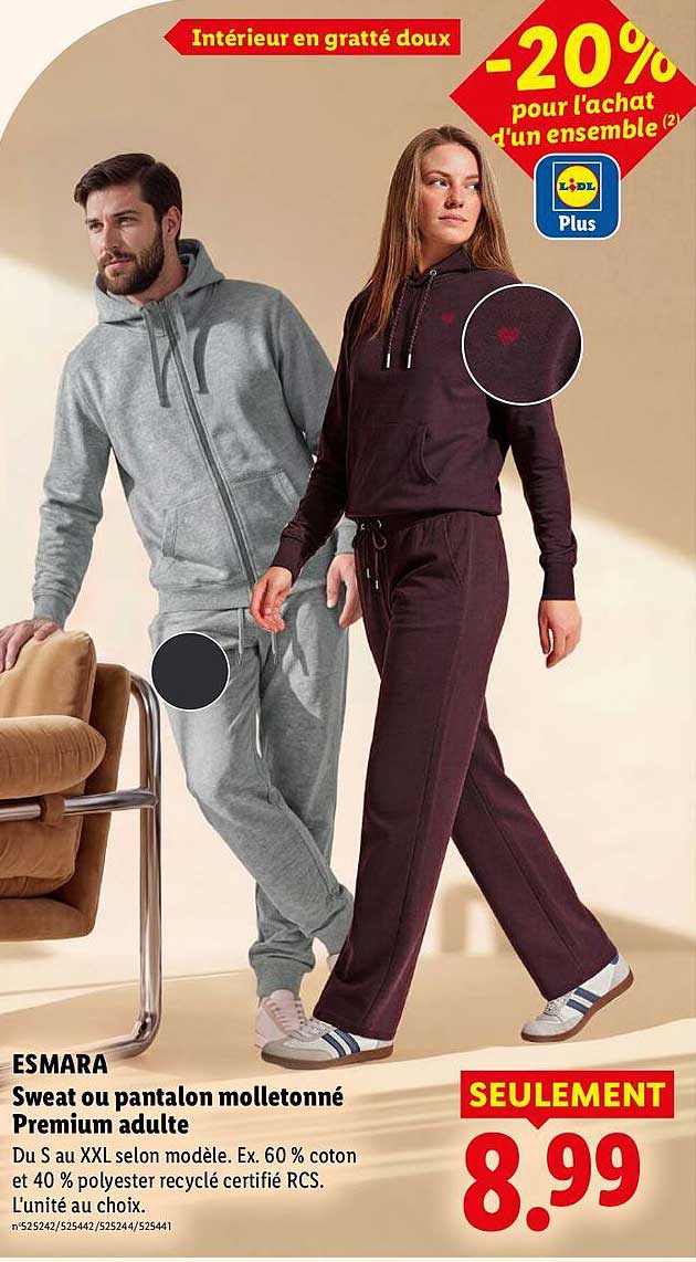 Sweat ou pantalon molletonné Premium adulte