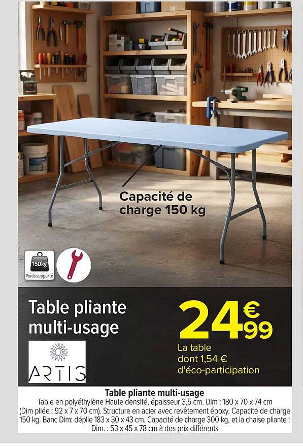 Table pliante multi-usage