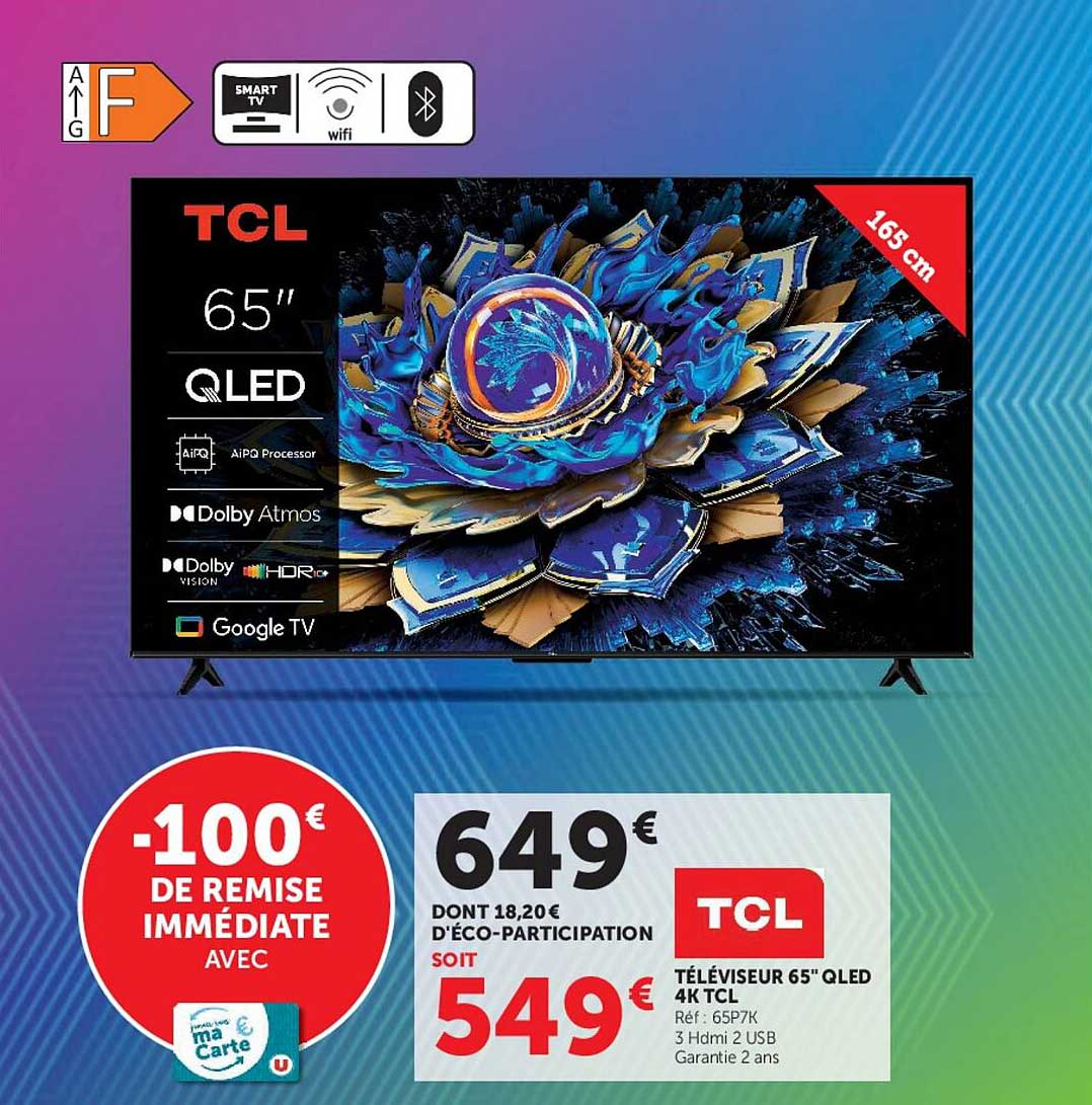 TCL Téléviseur 65'' QLED 4K TCL
