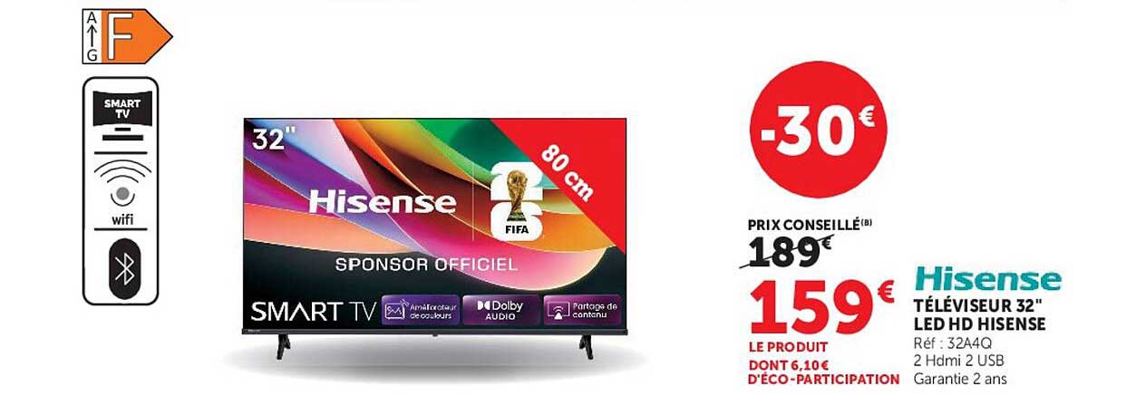 TÉLÉVISEUR 32" LED HD HISENSE