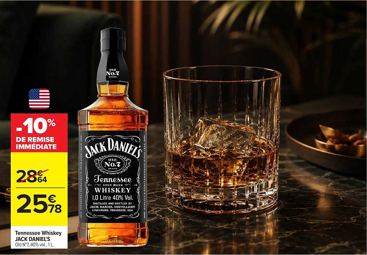 Tennessee Whiskey JACK DANIEL'S Old N°7, 40% vol., 1 L.