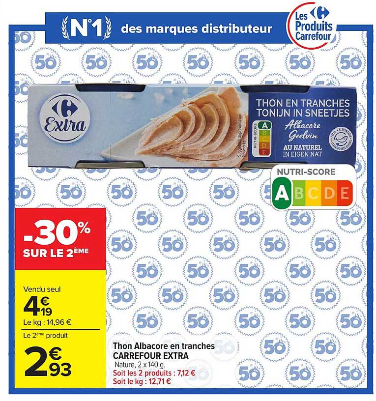 Thon Albacore en tranches CARREFOUR EXTRA