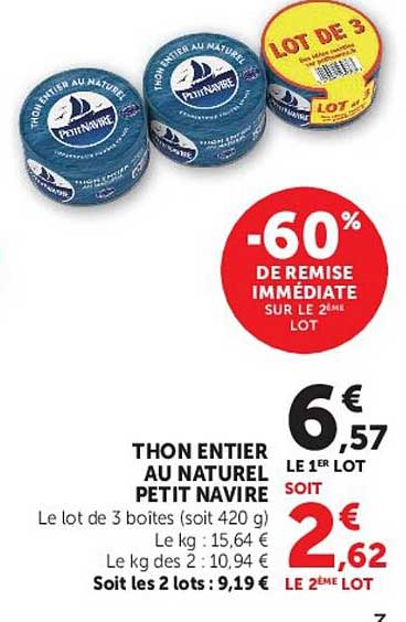 THON ENTIER AU NATUREL PETIT NAVIRE