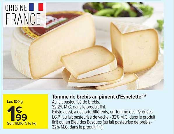 Tomme de brebis au piment d'Espelette
