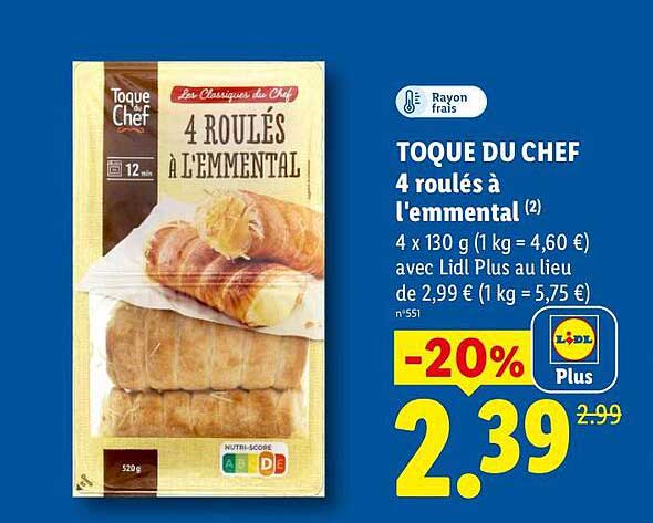 TOQUE DU CHEF 4 roulés à l'emmental