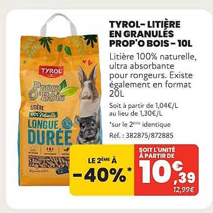 TYROL-LITIÈRE EN GRANULES PROP'O BOIS - 10L