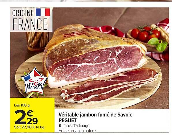Véritable jambon fumé de Savoie PEGUET