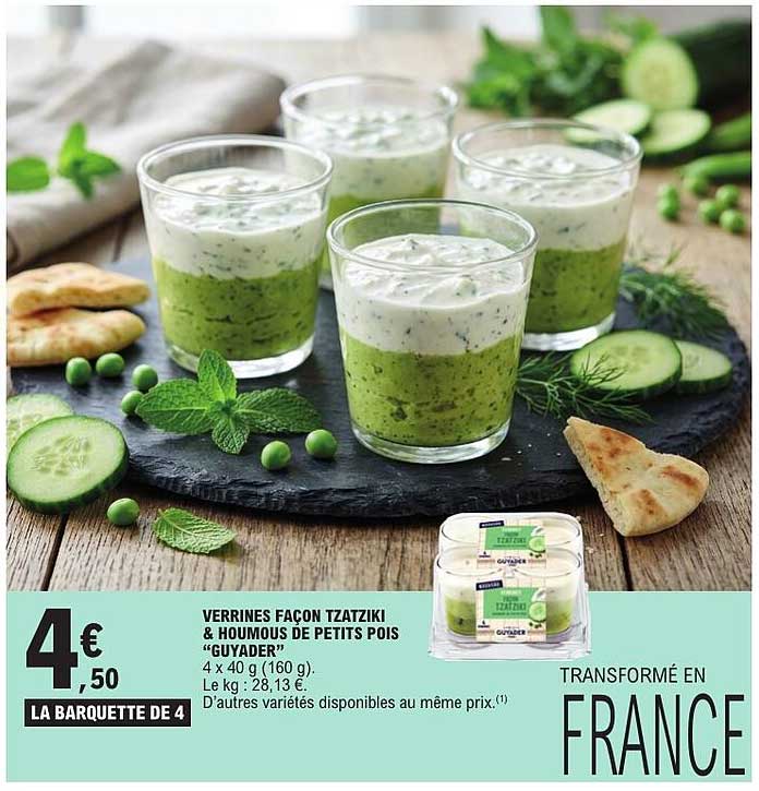 VERRINES FAÇON TZATZIKI & HOUMOUS DE PETITS POIS “GUYADER”