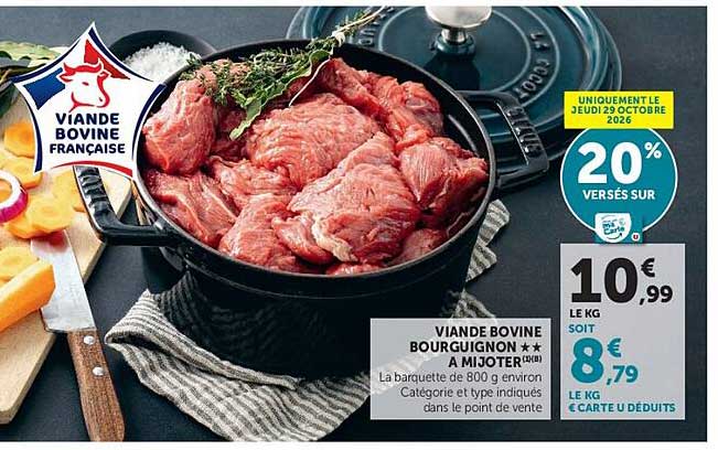 VIANDE BOVINE BOURGUIGNON * * A MIJOTER (**)