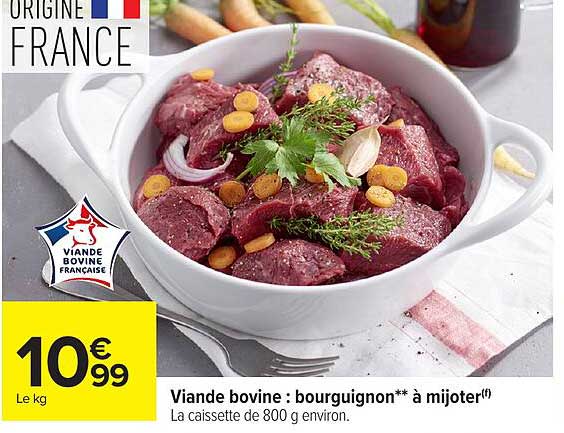 Viande bovine : bourguignon** à mijoter(f)