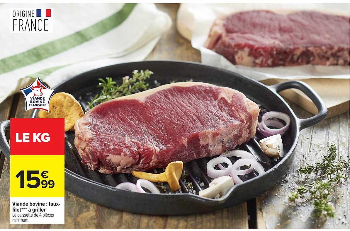 Viande bovine : faux-filet*** à griller