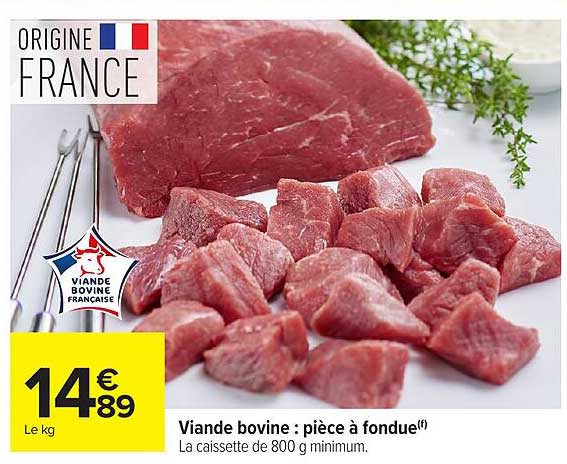 Viande bovine : pièce à fondue(f)