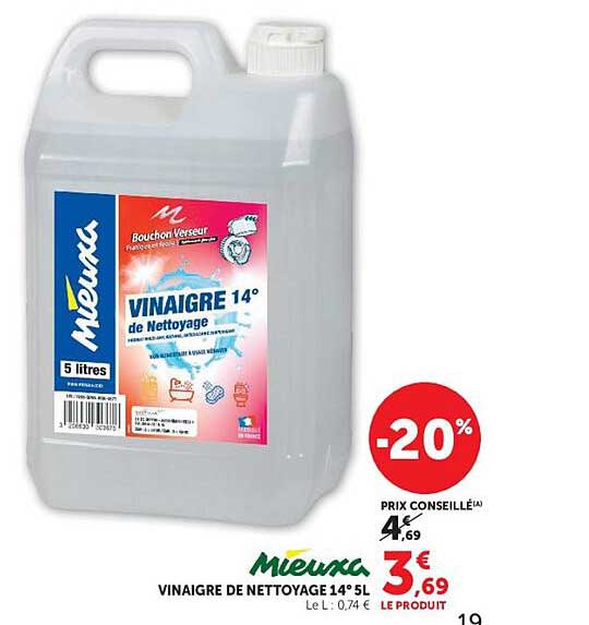 VINAIGRE DE NETTOYAGE 14° 5L