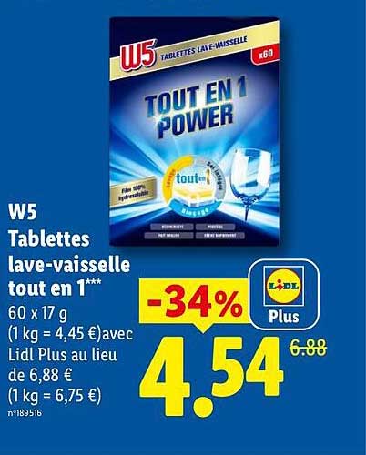 W5 Tablettes lave-vaisselle tout en 1***