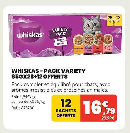 WHISKAS - PACK VARIETY 85GX28+12 OFFERTS