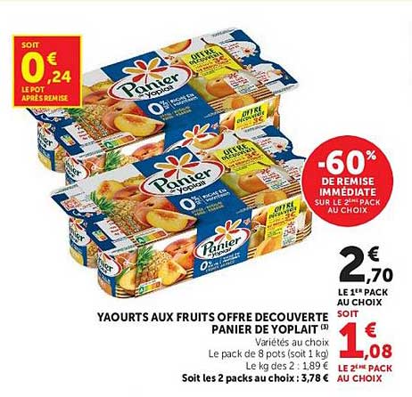 YAOURTS AUX FRUITS OFFRE DECOUVERTE PANIER DE YOPLAIT