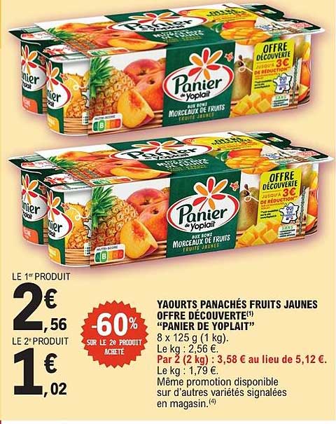 YAOURTS PANACHÉS FRUITS JAUNES OFFRE DÉCOUVERTE(1) “PANIER DE YOPLAIT”