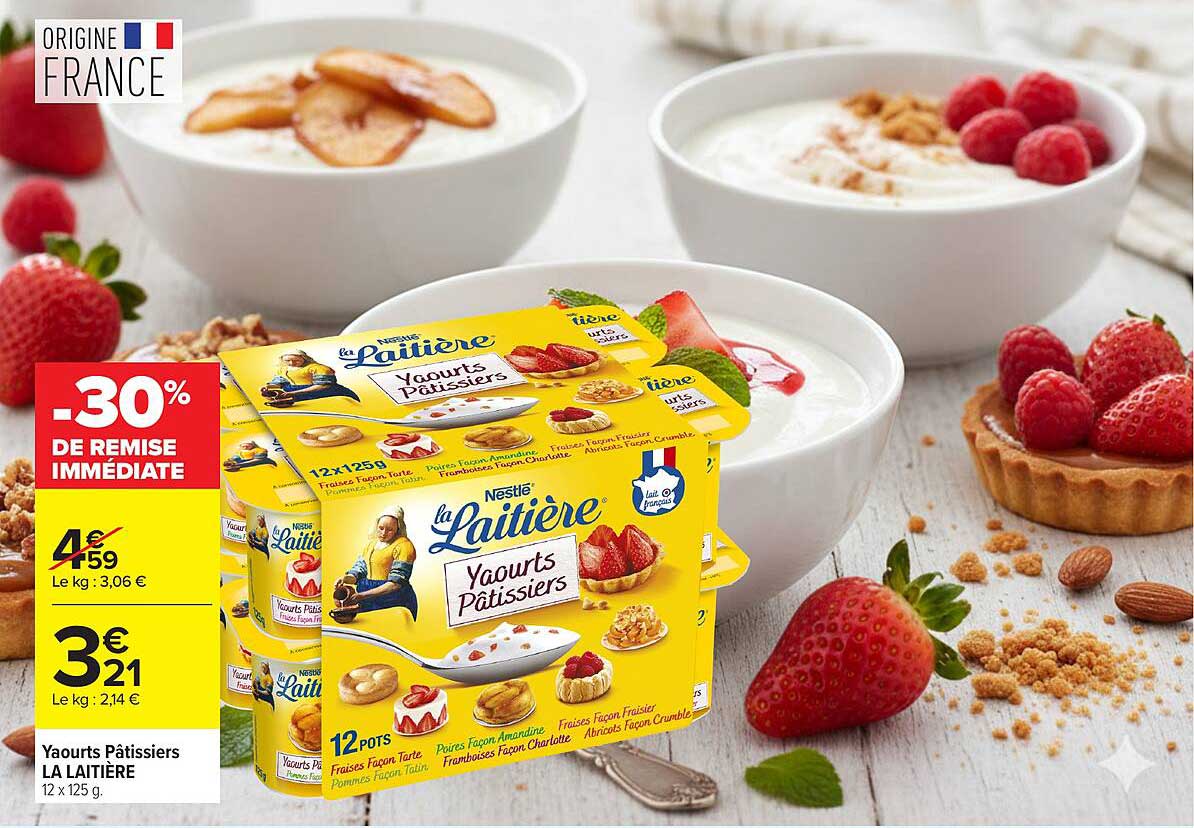 Yaourts Pâtissiers LA LAITIÈRE 12 x 125 g