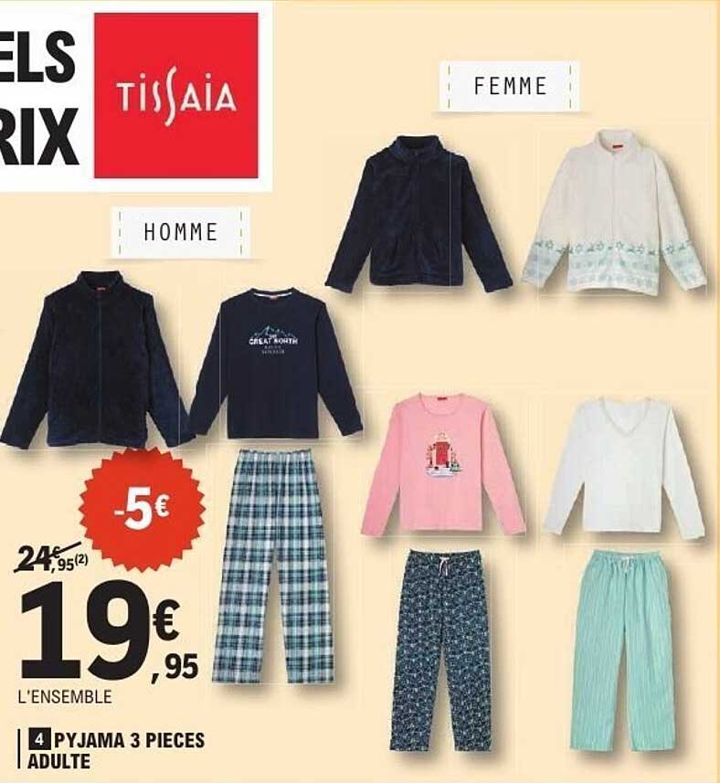 4 PYJAMA 3 PIÈCES ADULTE