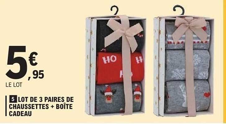 5 LOT DE 3 PAIRS DE CHAUSSETTES + BOÎTE CADEAU