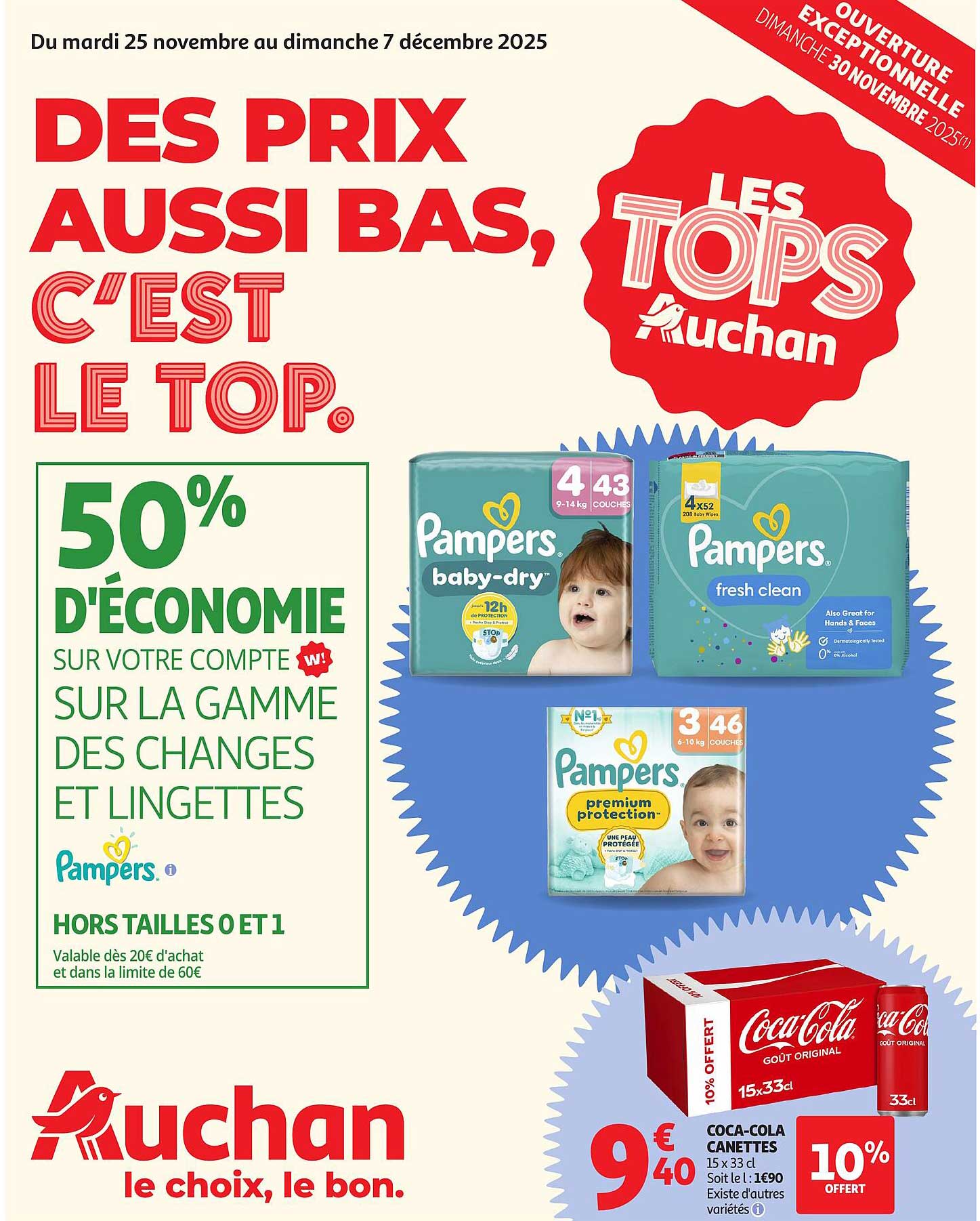 50% D'ÉCONOMIE SUR VOTRE COMPTE SUR LA GAMME DES CHANGES ET LINGETTES PAMPERS.