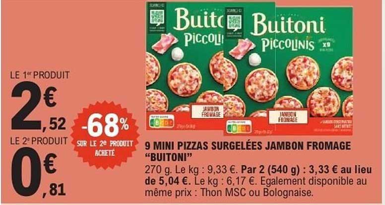 9 MINI PIZZAS SURGELÉES JAMBON FROMAGE « BUITONI »