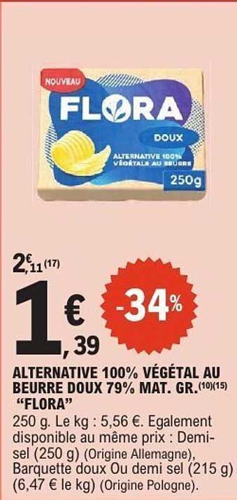 ALTERNATIVE 100% VÉGÉTAL AU BEURRE DOUX 79% MAT. GR.