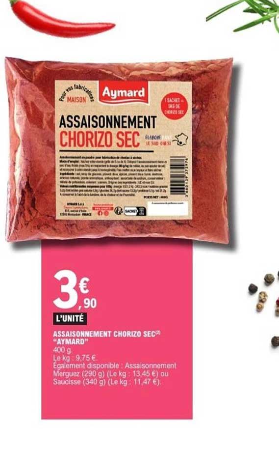 ASSAISONNEMENT CHORIZO SEC AYMARD