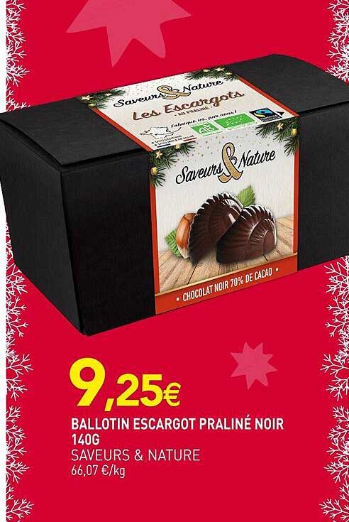 BALLLOTIN ESCARGOT PRALINÉ NOIR 140G