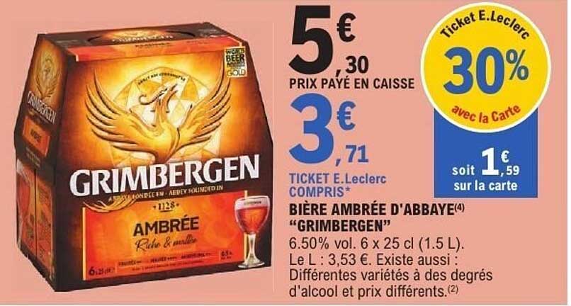 BIÈRE AMBRÉE D'ABBAYE "GRIMBERGEN"