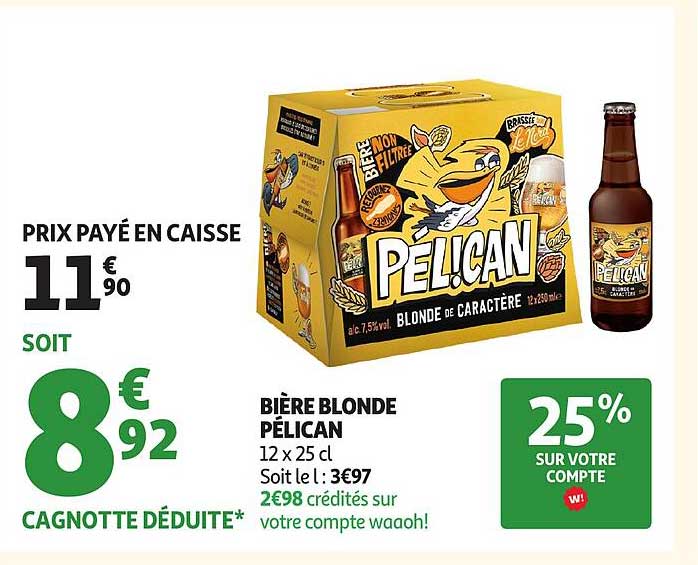 BIÈRE BLONDE PÉLICAN 12 x 25 cl