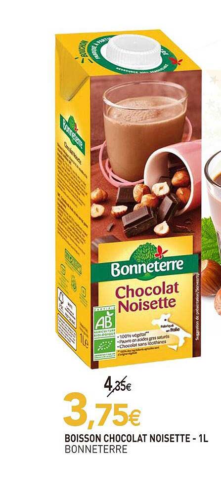 BOISSON CHOCOLAT NOISETTE - 1L BONNETERRE