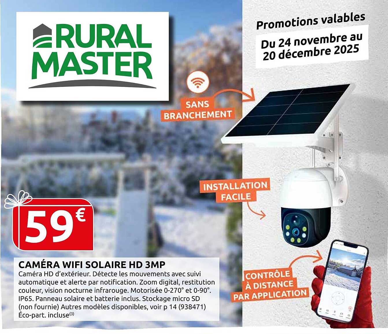 CAMÉRA WIFI SOLAIRE HD 3MP