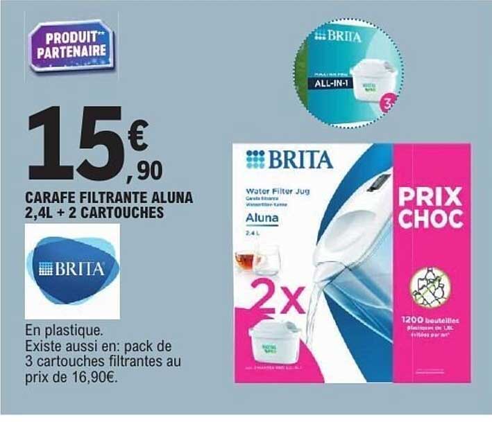 CARAFE FILTRANTE ALUNA 2,4L + 2 CARTOUCHES