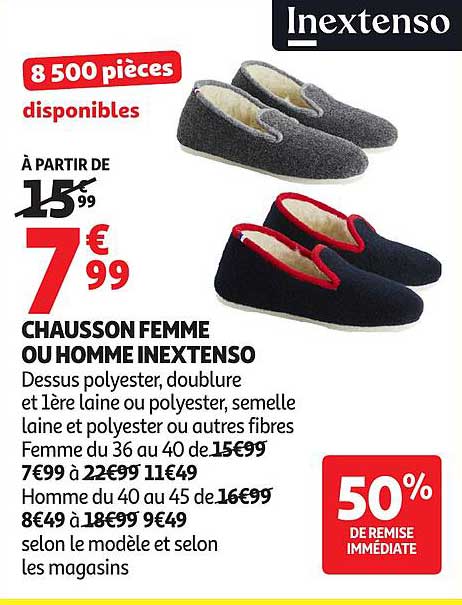 CHAUSSON FEMME OU HOMME INEXTENSO