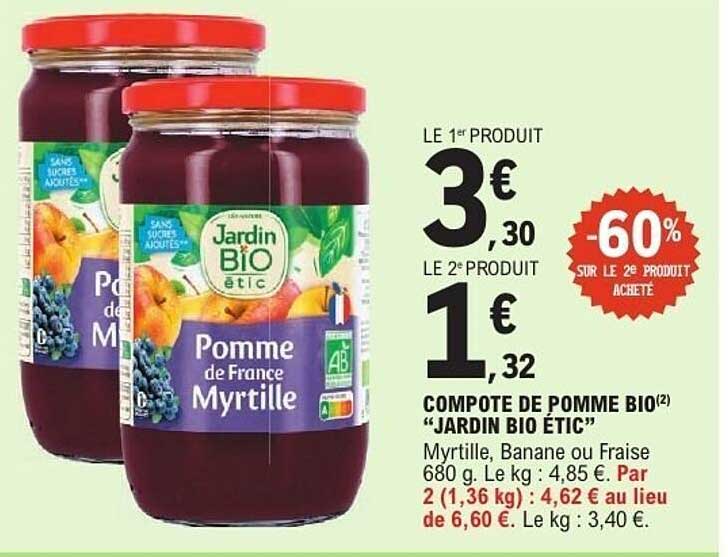 COMPOTE DE POMME BIO "JARDIN BIO ÉTIC"