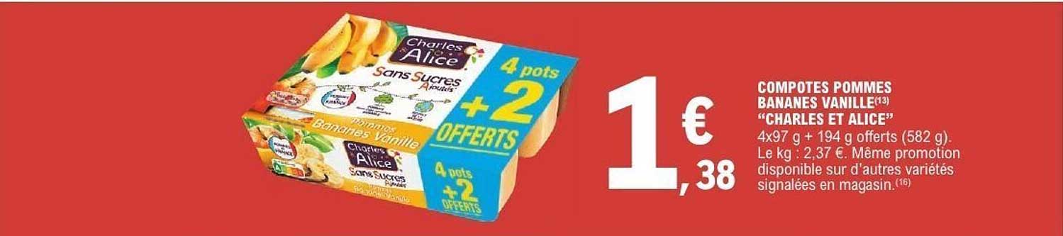 COMPOTES POMMES BANANES VANILLE "CHARLES ET ALICE"