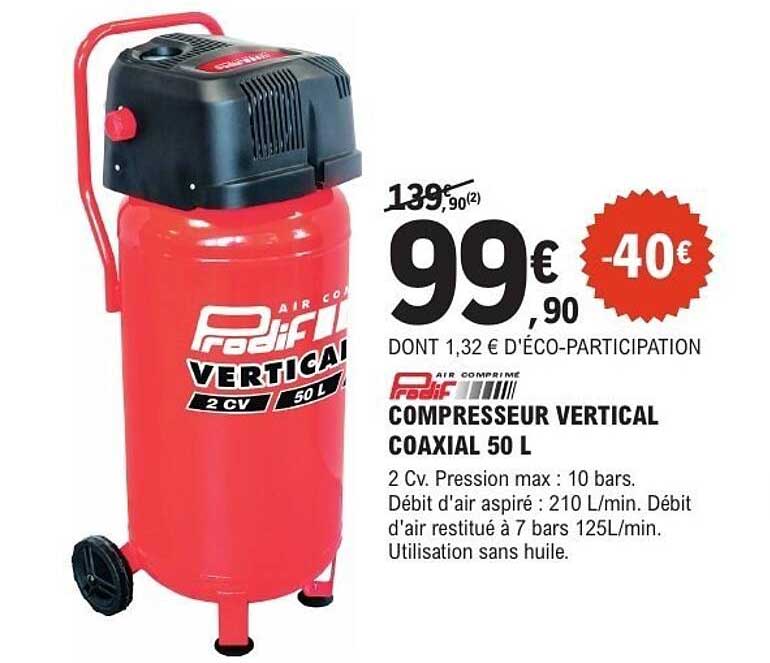 COMPRESSEUR VERTICAL COAXIAL 50 L