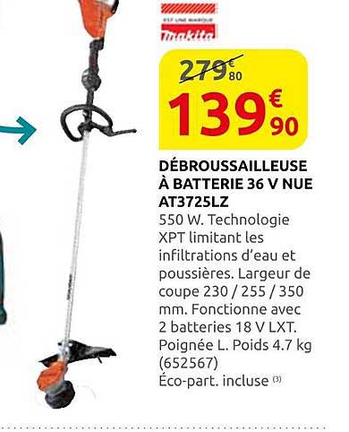 DÉBROUSSAILLEUSE À BATTERIE 36 V NUE AT3725LZ